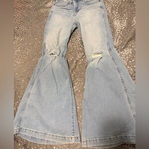 Wrangler Light Blue Distressed Flare Jeans - Women